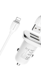Borofone BZ12 Lasting Power 2USB 2.4A + Lightning White (BZ12BCLW)