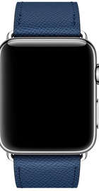 Apple Watch Hermes Leather Single Tour 38mm/40mm/41mm/42mm Bleu Agate Epsom (MNHQ2)