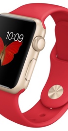 Apple Watch Sport 38mm Gold Aluminum Case with Red Sport Band (MMEC2)
