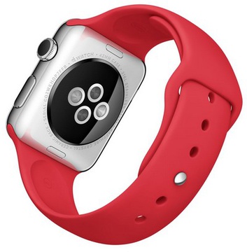 Apple Watch 42mm Stainless Steel Case with Red Sport Band (MLLE2)