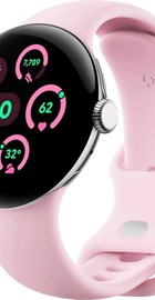 Google Pixel Watch 3 41 mm LTE Polished Silver Aluminum Case/Rose Quartz Active Band