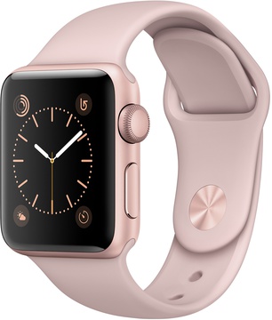 Apple Watch 38mm Series 2 Rose Gold Aluminum Case with Pink Sand Sport Band (MNNY2)