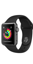 Apple Watch 38mm Series 3 GPS Space Gray Aluminum Case with Black Sport Band (MTF02)