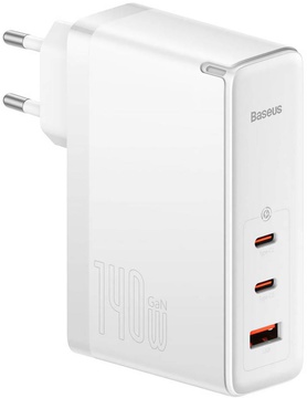 Baseus GaN5 Pro Fast Charger 2C+U 140W White w/Type-C to Type-C cable (CCGP100202)