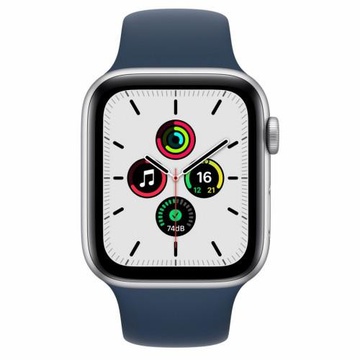 Apple Watch SE 44mm Silver Aluminum Case with Abyss Blue Sport Band (MKQ43)