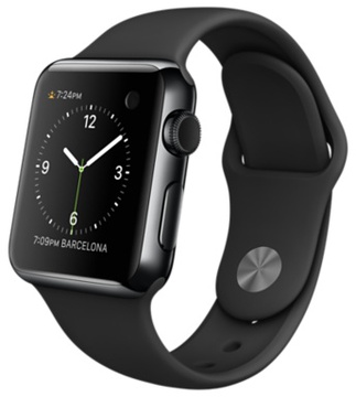 Apple Watch 38mm Space Black Stainless Steel Case with Black sport Band (MLCK2)