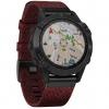 Garmin Fenix 6 Sapphire - Black DLC with Heathered Red Nylon Band (010-02158-16)