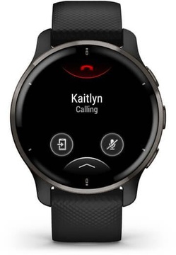 Garmin Venu 2 Plus Slate Stainless Steel Bezel with Black Case and Silicone Band (010-02496-11)