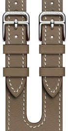 Apple Watch Hermes 38mm Series 2 Stainless Steel Case with Etoupe Swift Leather Double Buckle Cuff (MNQ72)