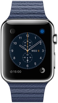 Apple Watch 42mm Stainless Steel Case with Bright Blue Leather Loop (MLFD2)