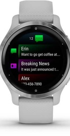 Garmin Venu 2S Silver Stainless Steel Bezel with Mist Gray Case and Silicone Band (010-02429-12)