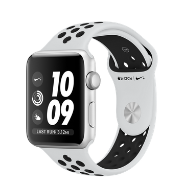 Apple Watch Nike+ 42mm Series 3 GPS Silver Aluminum Case with Pure Platinum/Black Nike Sport Band (MQL32)