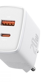 Baseus Compact Quick Charger 20W QC + PD (1xUSB-C + USB 3.0) White (CCXJ-B02)