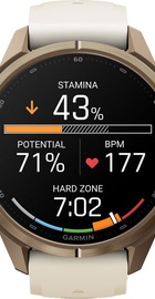 Garmin Fenix 9 Pro 43mm Autumn Gold Titanium with Cream/French Gray Silicone Band (010-04335-25/26)