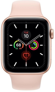 Apple Watch Series 5 GPS 44mm Gold Aluminum Case with Pink Sand Sport Band (MWVE2)