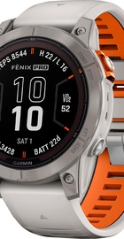 Garmin Fenix 7 Pro Sapphire Solar Titanium w. Fog Gray/Ember O. Band (010-02777-20/21)
