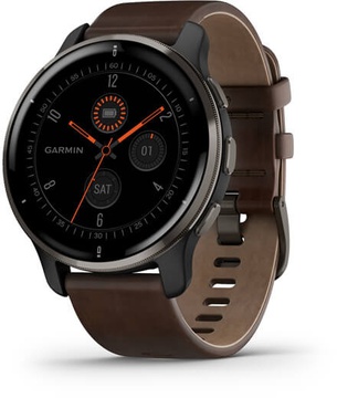 Garmin Venu 2 Plus Slate S. Steel Bezel W. Slate Case And B. Leather Band (010-02496-15)