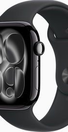 Apple Watch Series 11 GPS + Cellular 46mm Jet Black Alu. Case w. Black S. Band - M/L (MFC44)