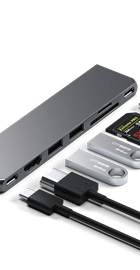 Satechi Aluminum USB-C Pro Hub Slim Adapter Space Gray (ST-HUCPHSM)