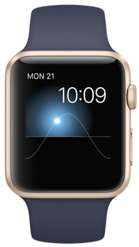 Apple Watch Sport 42mm Gold Aluminum Case Midnight Blue Sport Band (MLC72) CPO