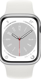 Apple Watch Series 8 GPS + Cellular 45mm Silver Aluminum Case w. White S. Band - S/M (MP4Q3)