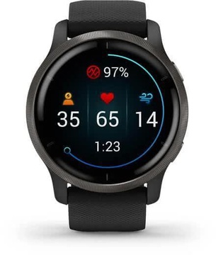 Garmin Venu 2 Slate Stainless Steel Bezel with Black Case and Silicone Band (010-02430-11/01)