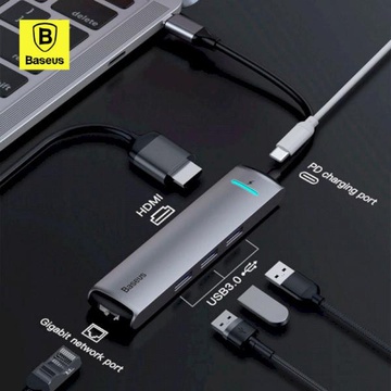 Baseus Mechanical Eye 6-in-1 Type-C to 3xUSB3.0+RJ-45+HDMI (CAHUB-J0G)