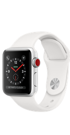 Apple Watch 38mm Series 3 GPS + Cellular Silver Aluminum Case with White Sport Band (MTGG2)