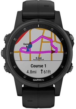 Garmin Fenix 5S Plus Sapphire Black with Black Silicone (010-01987-78)
