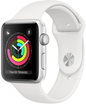 Apple Watch Series 3 GPS 42mm Silver Aluminium Case with White Sport Band (MTF22)
