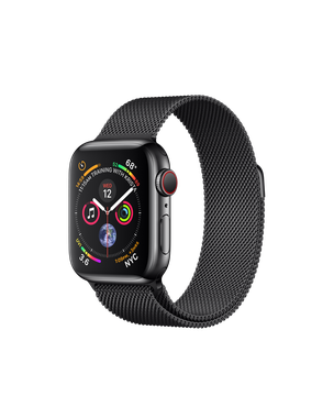 Apple Watch Series 4 GPS + Cellular 40mm Space Black Stainless Steel Case with Space Black Milanese Loop (MTUQ2, MTVM2)