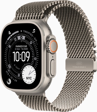 Apple Watch Ultra 3 GPS + Cellular 49mm Natural Tit. Case w. Natural Tit. Milanese Loop - Small (MEWW4)