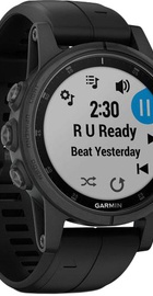 Garmin Fenix 5S Plus Sapphire Black with Black Silicone (010-01987-78)