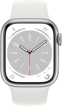 Apple Watch Series 8 GPS + Cellular 45mm Silver Aluminum Case w. White S. Band - S/M (MP4Q3)