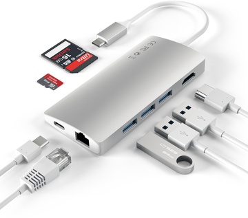 Satechi Type-C Multi-Port Adapter 4K with Ethernet V2 Silver (ST-TCMA2S)