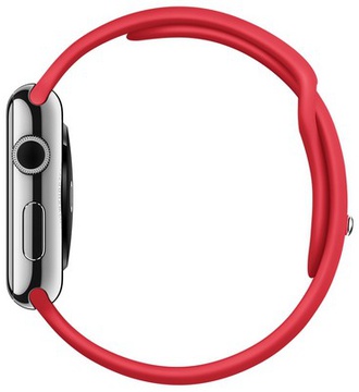 Apple Watch 42mm Stainless Steel Case with Red Sport Band (MLLE2)