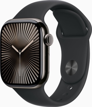 Apple Watch Series 10 GPS + Cellular 42mm Slate Titanium Case With Black Sport Band - S/M (MWXG3)