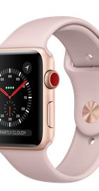 Apple Watch 42mm Series 3 GPS + Cellular Gold Aluminium Case with Pink Sand Sport Band (MQK32)