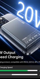 Choetech PD 20W 10000 mAh Ultra-Thin Magnetic Power Bank Black