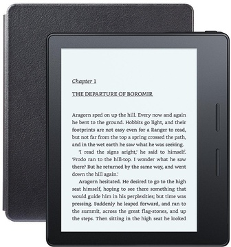 Amazon Kindle Oasis with Leather Charging Cover Black
