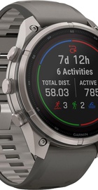 Garmin Fenix 9 Pro inReach Solar 47mm Titanium with Pebble Gray/Silver Gray Silicone Band (010-04338-00/01)