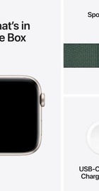 Apple Watch SE 2 GPS 44mm Starlight Aluminium Case w. Lake Green Sport Loop (MXEW3)