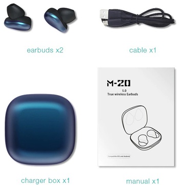 Earbuds M20 в металлическом кейсе (Синий)
