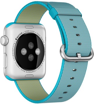 Apple Watch Sport 42mm Silver Aluminum Case with Scuba Blue Woven Nylon (MMFN2)