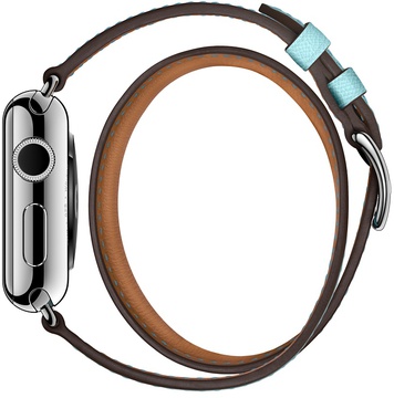 Apple Watch Hermes Barenia Leather Double Tour Regular 38mm/40mm/41mm/42mm Bleu Zephyr (MPXC2)