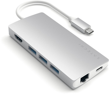 Satechi Type-C Multi-Port Adapter 4K with Ethernet V2 Silver (ST-TCMA2S)