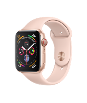 Apple Watch Series 4 GPS + Cellular 44mm Gold Aluminum Case with Pink Sand Sport Band (MTV02, MTVW2)