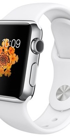 Apple Watch 38mm Stainless Steel Case with White Sport Band (MJ302)