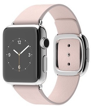 Apple Watch 38mm Stainless Steel Case with Soft Pink Modern Buckle (MJ392)