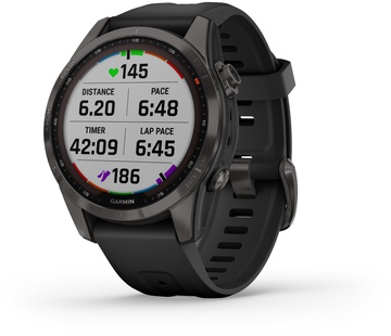 Garmin Fenix 7S Sapphire Solar Carbon Gray DLC Titanium with Black Band (010-02539-25) (UA)